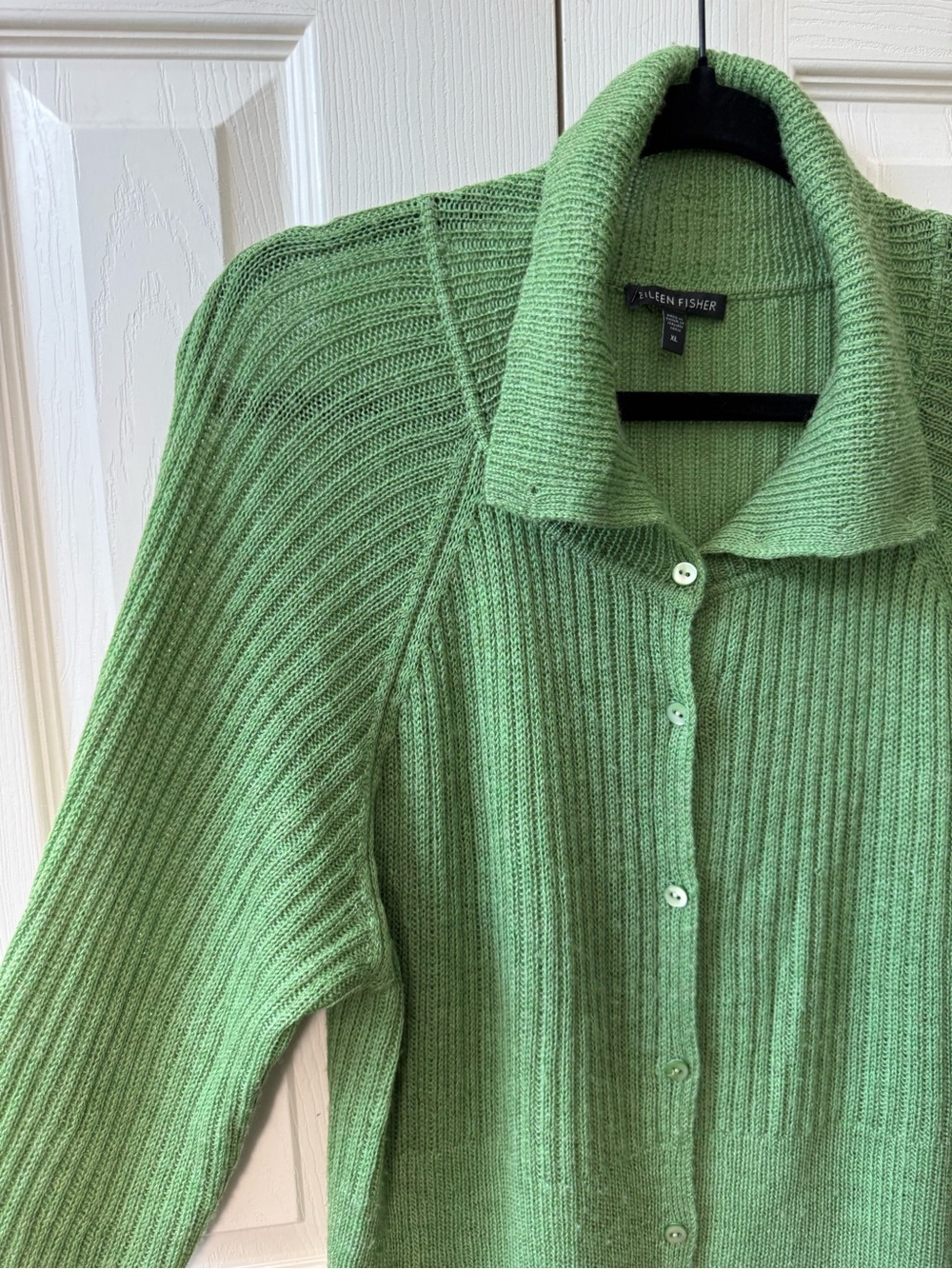 Eileen Fisher 100% Merino Wool Ribbed Button Front Cardigan Women’s Size XL - Picture 4 of 10